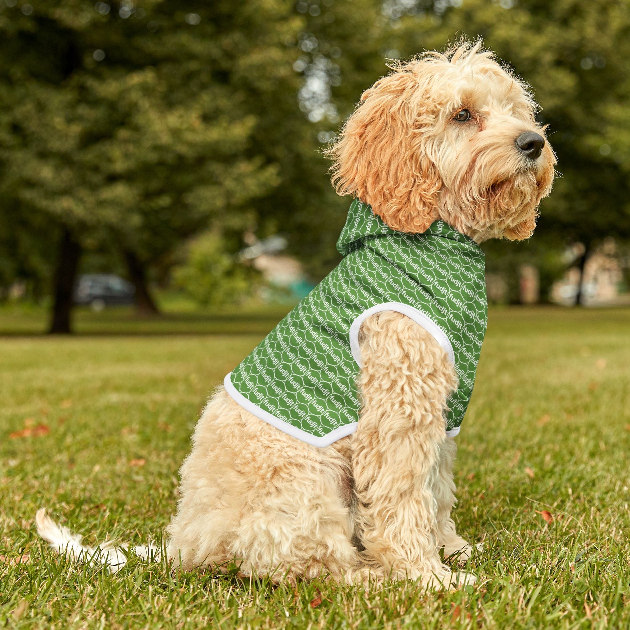 Green fudjt Pet Hoodie | Unbroken Chain 1.25 | 7 Sizes