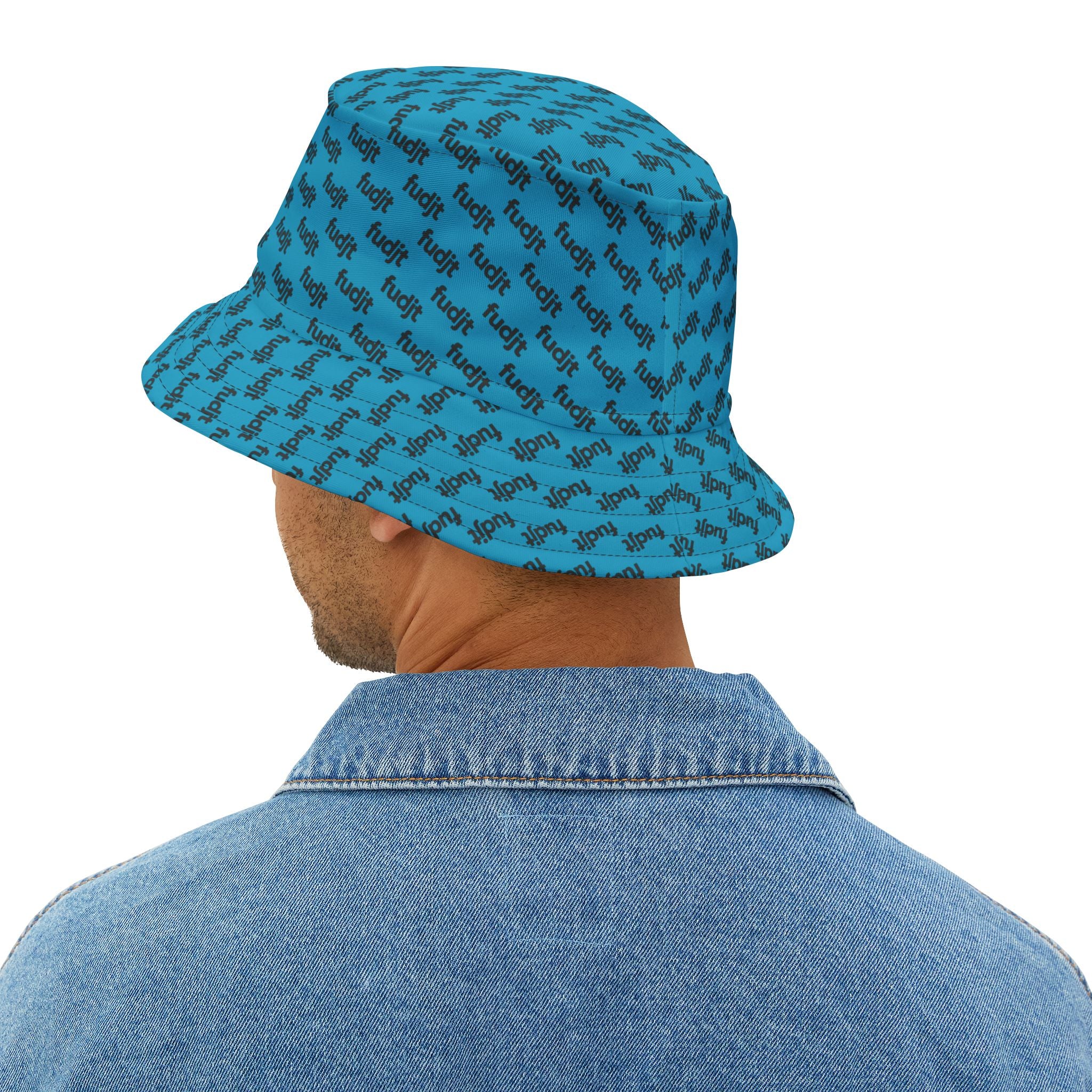 Trendy Black fudjt All Over Turquoise Bucket Hat
