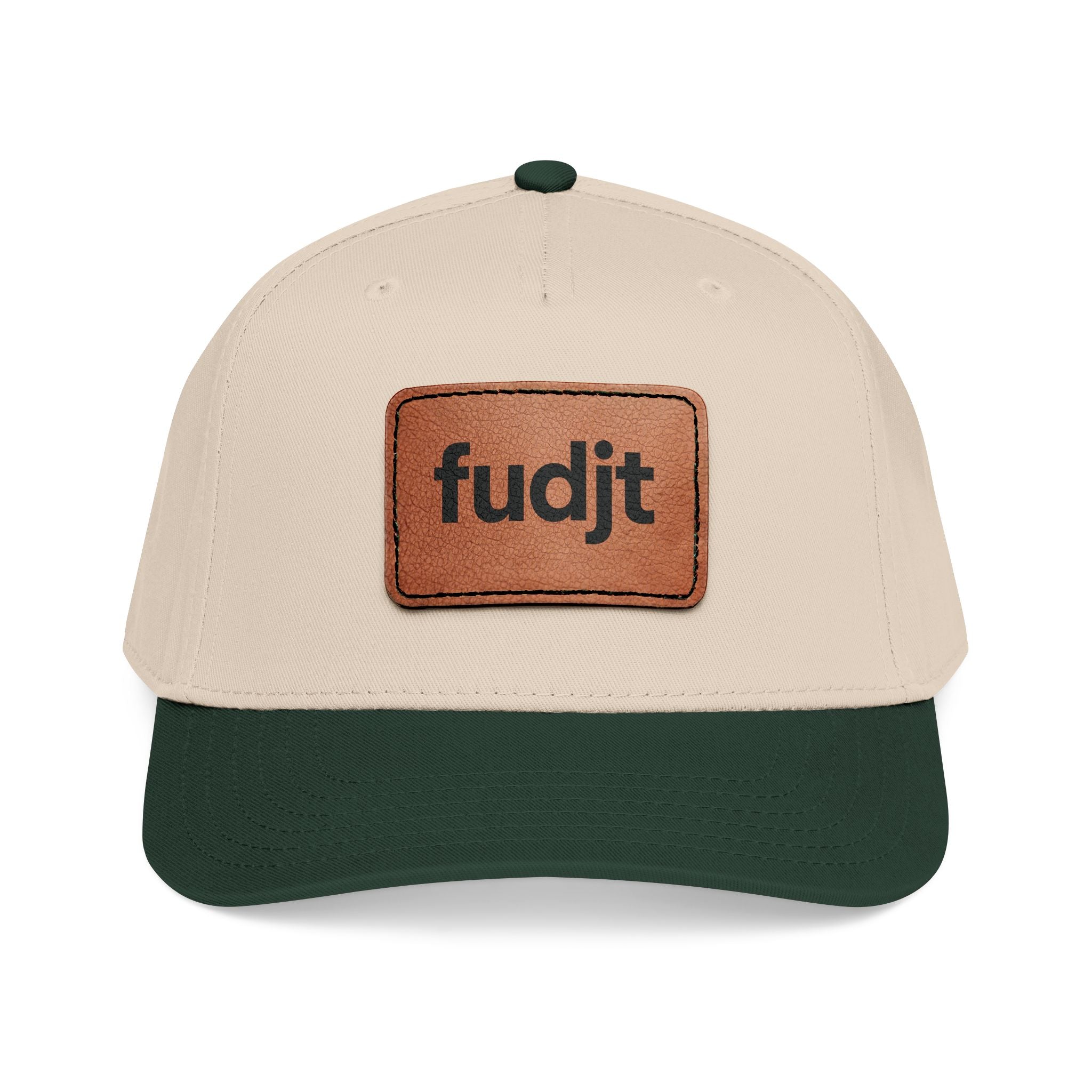 fudjt Leather Patch Baseball Cap — Mid Profile Trucker Hat | 30 Two-Tone Colors