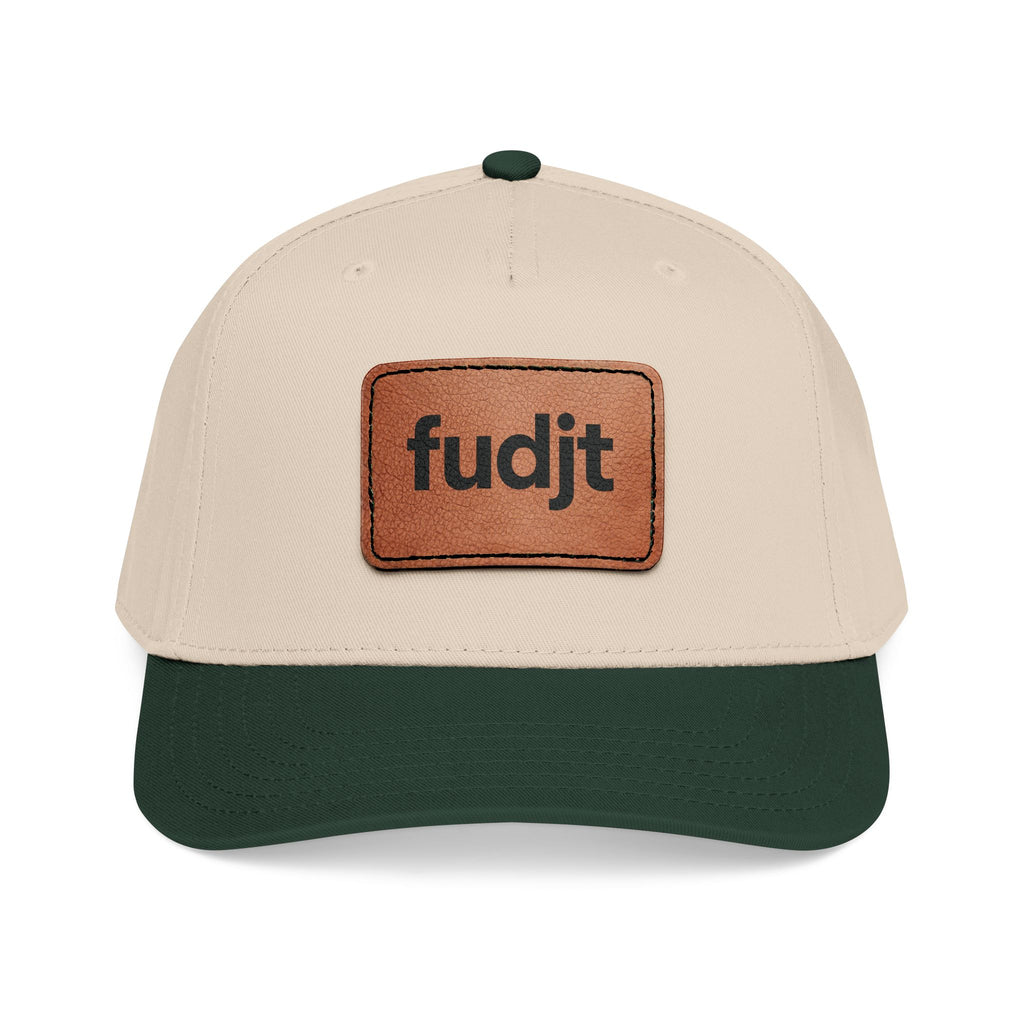 fudjt Leather Patch Baseball Cap — Mid Profile Trucker Hat | 30 Two-Tone Colors