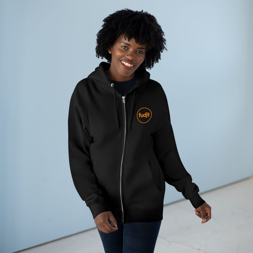 Orange fudjt Circle Zip Hoodie | Front & Back Graphic | 8 Colors
