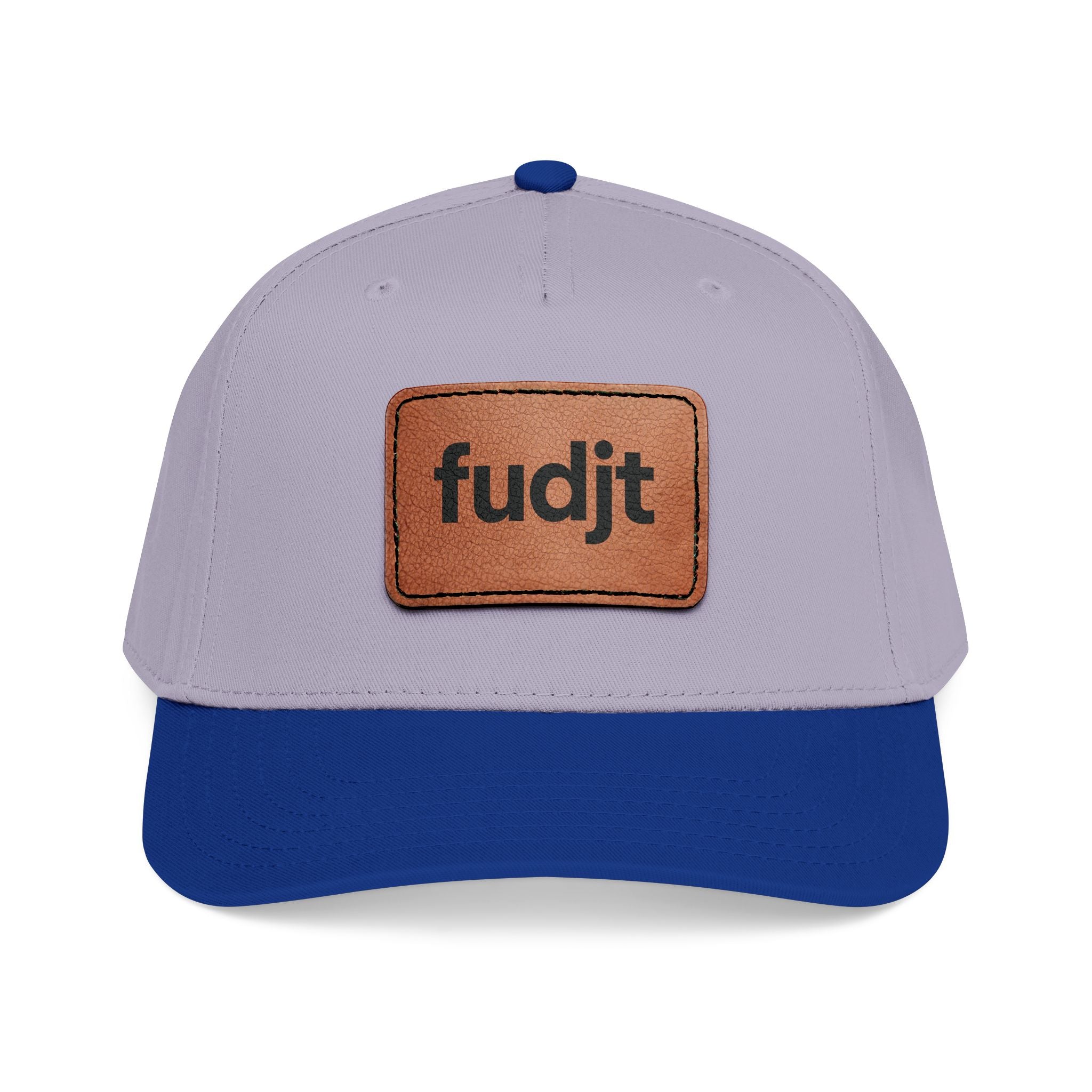 fudjt Leather Patch Baseball Cap — Mid Profile Trucker Hat | 30 Two-Tone Colors