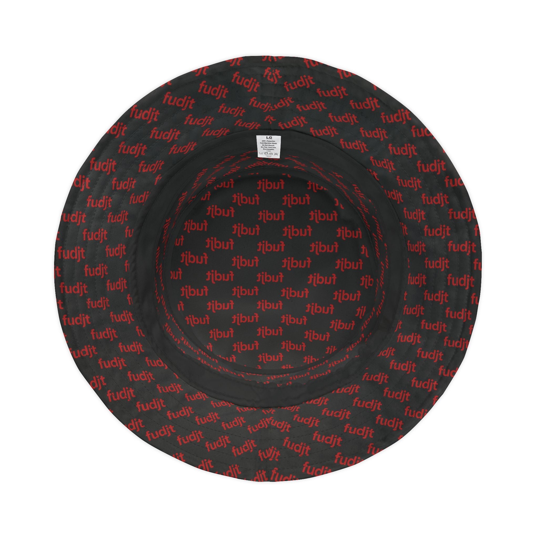 Trendy Red fudjt All Over on Black Bucket Hat