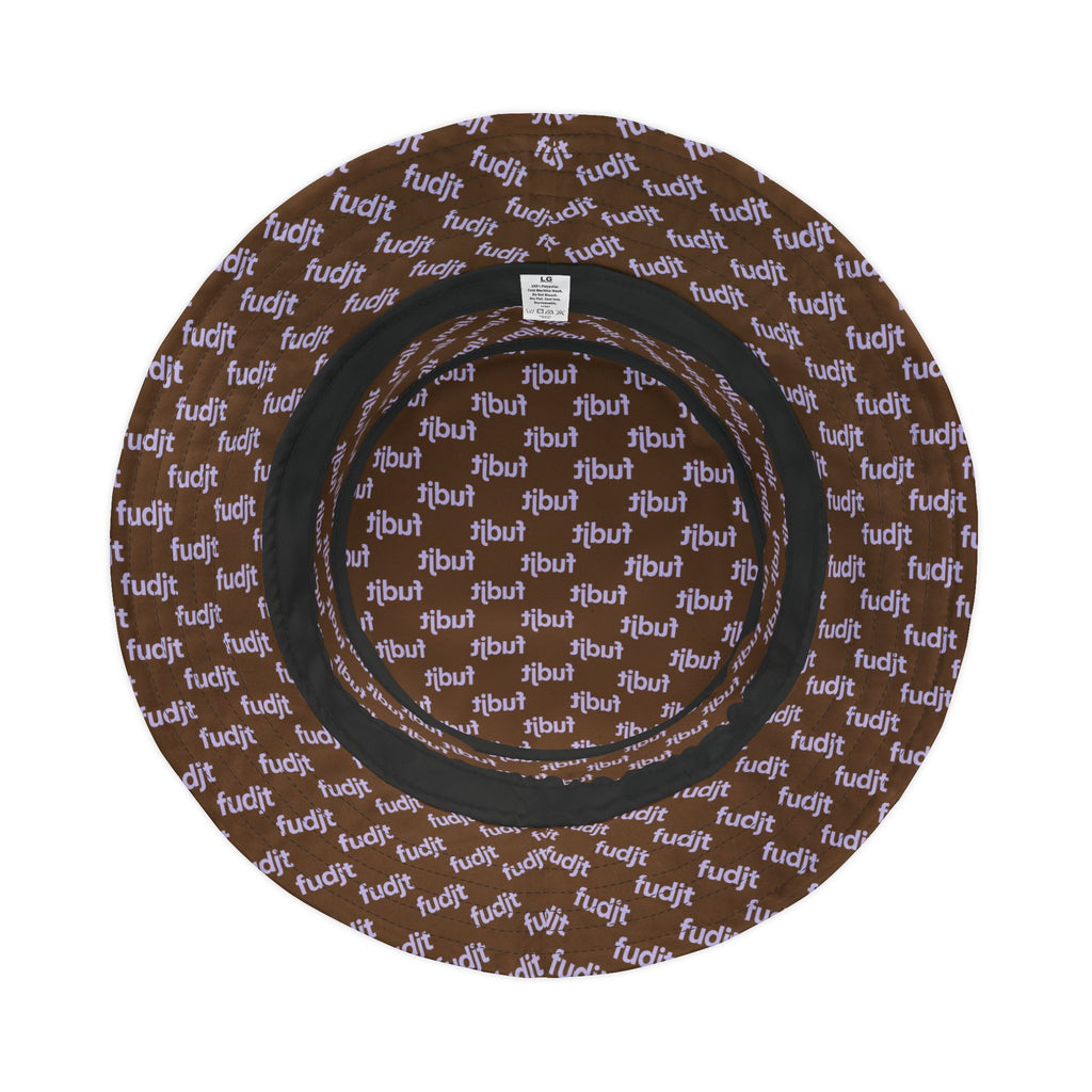 Trendy Lavender fudjt All Over on Dark Brown Bucket Hat