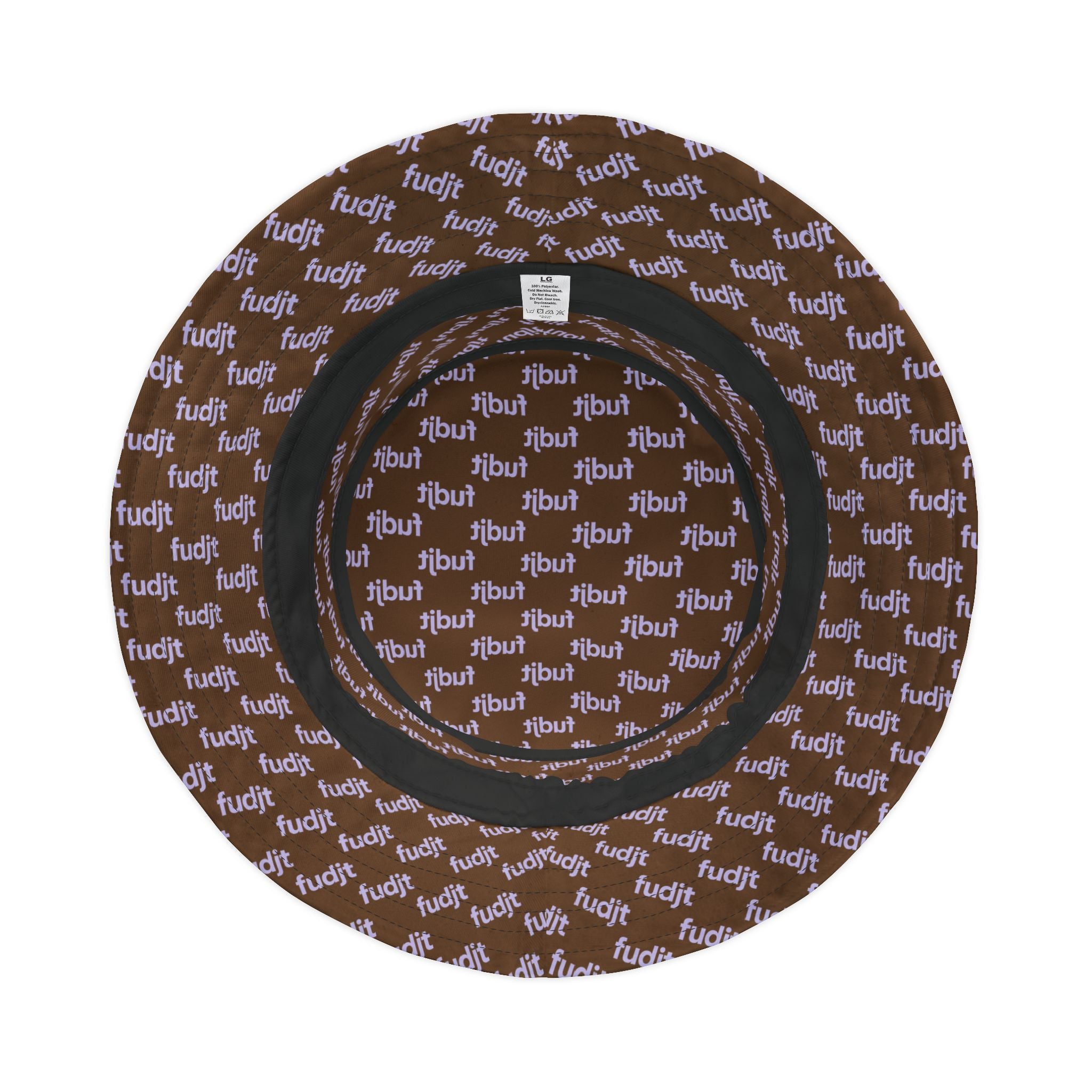 Trendy Lavender fudjt All Over on Dark Brown Bucket Hat