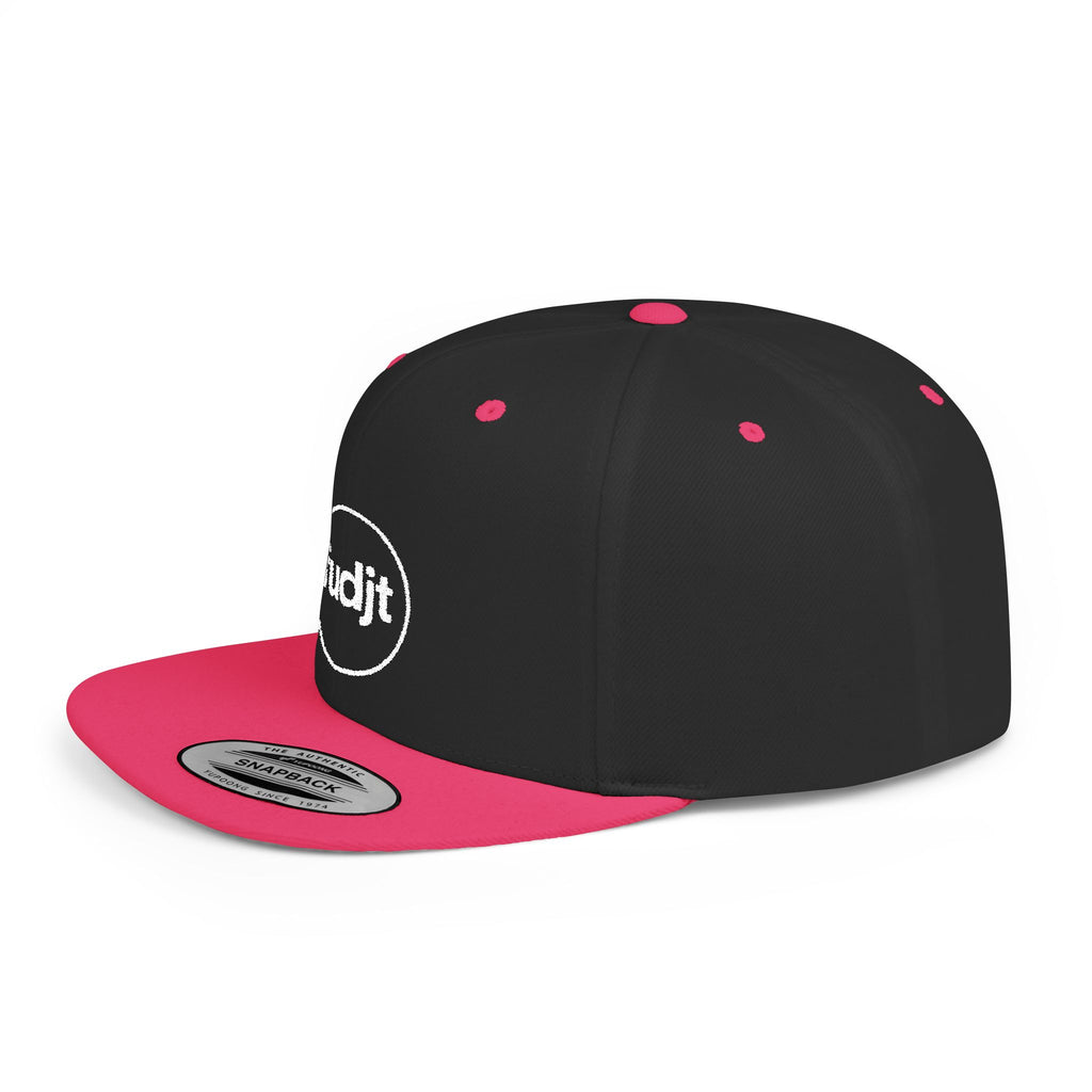 fudjt Circle Flat Bill Snapback Hat | White Embroidery |  14 Colors