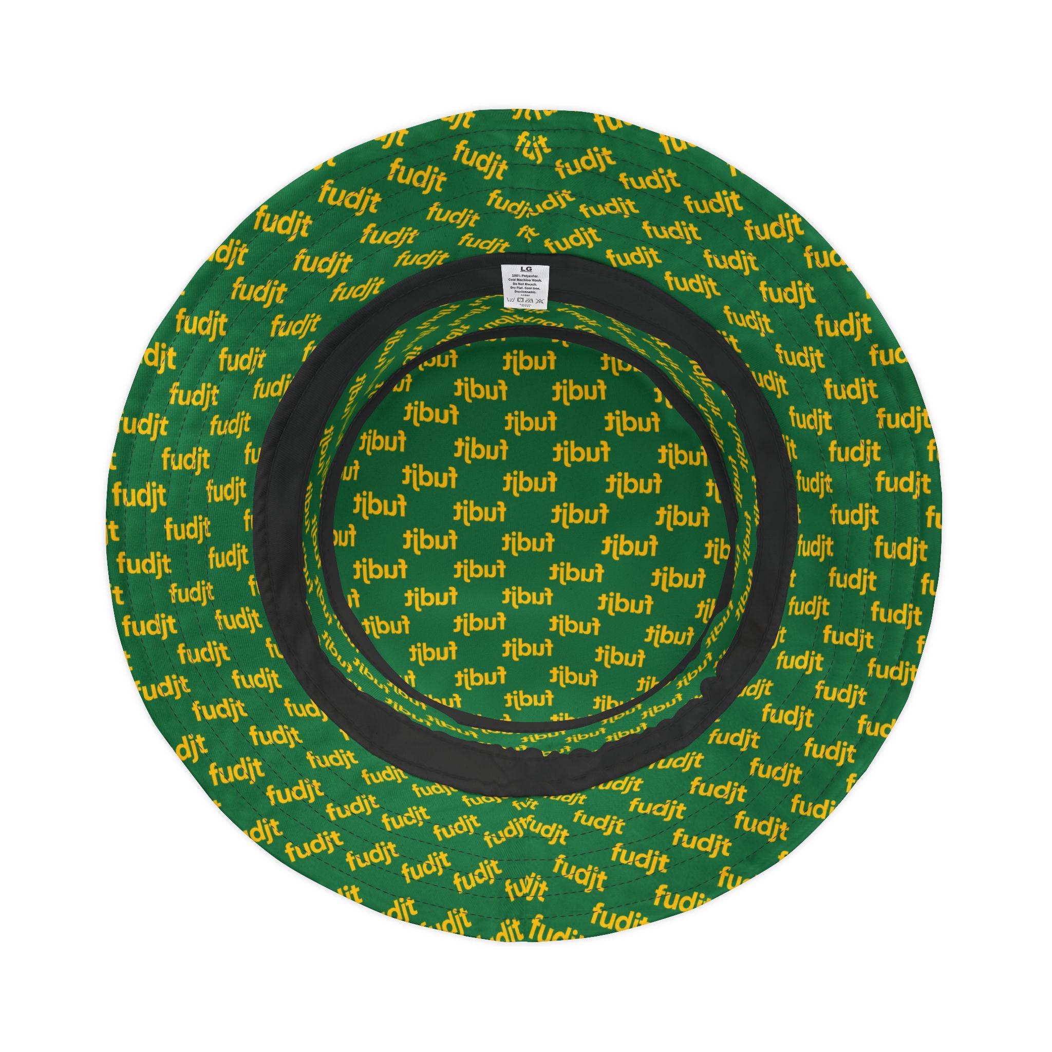 Trendy Yellow fudjt All Over on Dark Green Bucket Hat