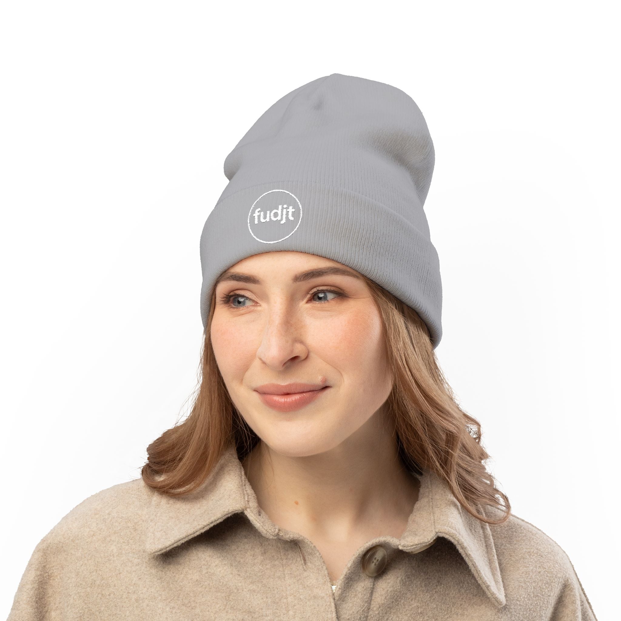 fudjt Circle Knit Beanie | White Embroidery | 5 Colors