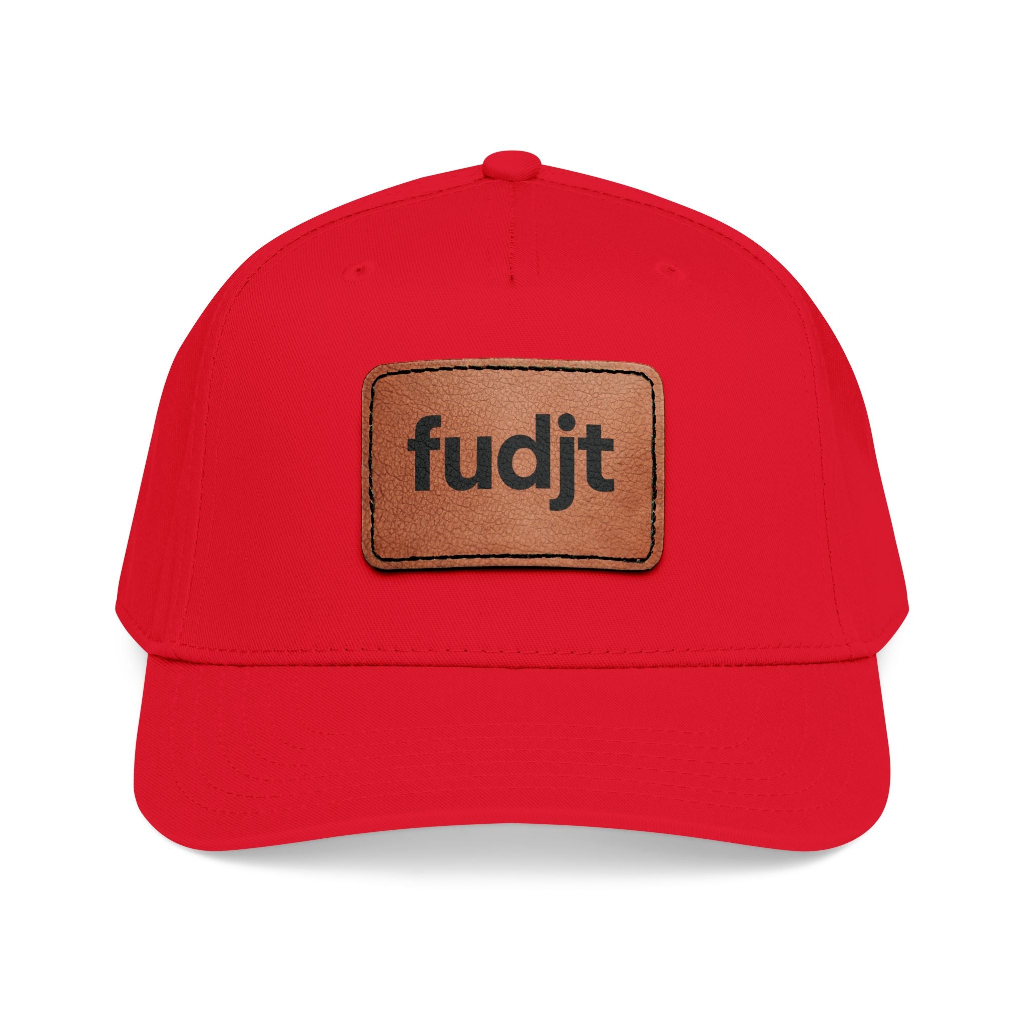 fudjt Leather Patch Baseball Cap — Mid Profile Trucker Hat | 14 Solid Colors