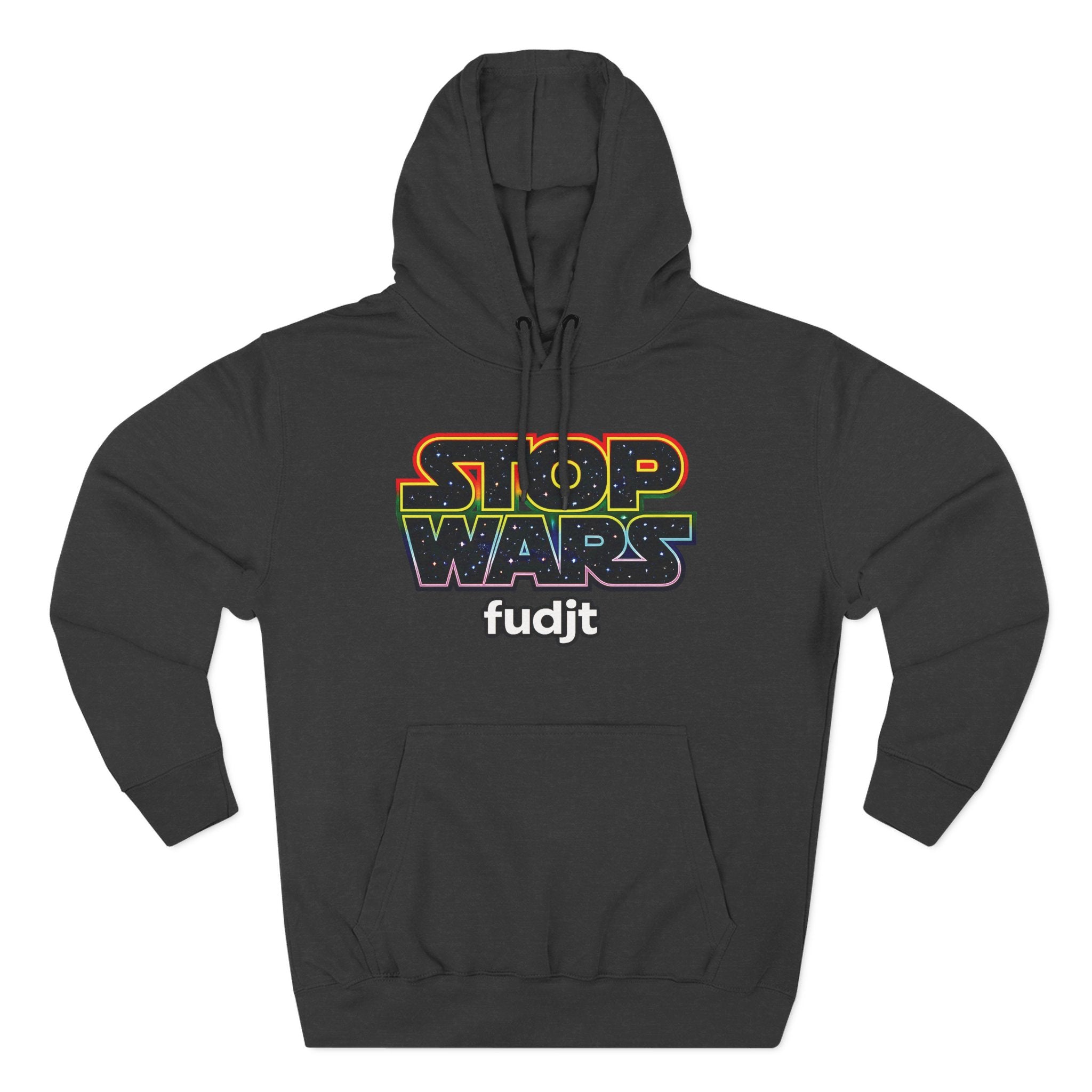 fudjt Stop Wars Hoodie – Premium Fleece Pullover with Retro Protest Graphic, White fudjt | 15 Colors