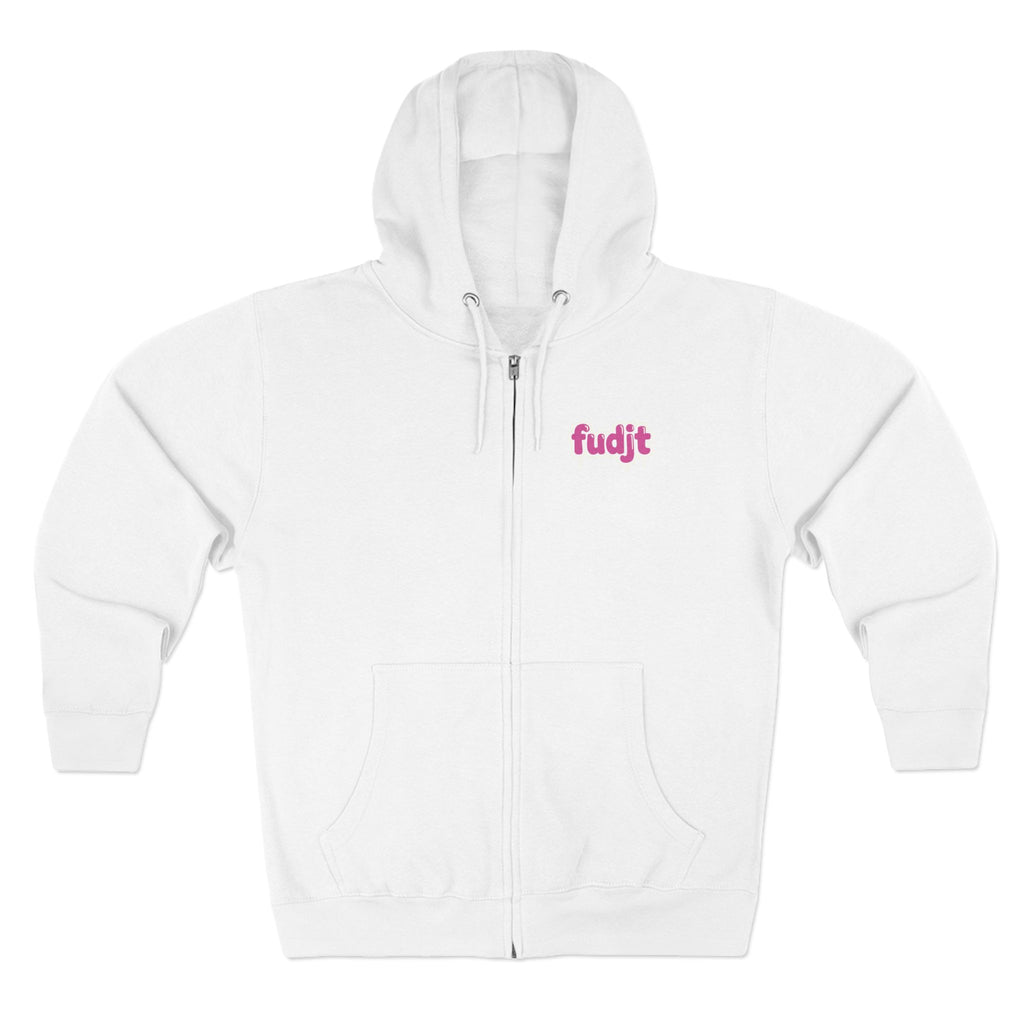 Zip Hoodie with Pink Drip fudjt | Front & Back Graphic | 8 Colors